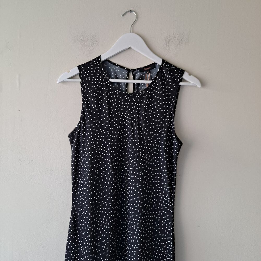 NWT Quince Washable Stretch Silk Tank Maxi Dress Tiny Dot Black White Size M - Picture 5 of 9